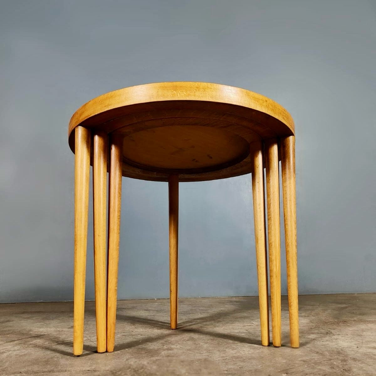 Mid Century Teak Nest Of Round Tables Vintage Retro MCM