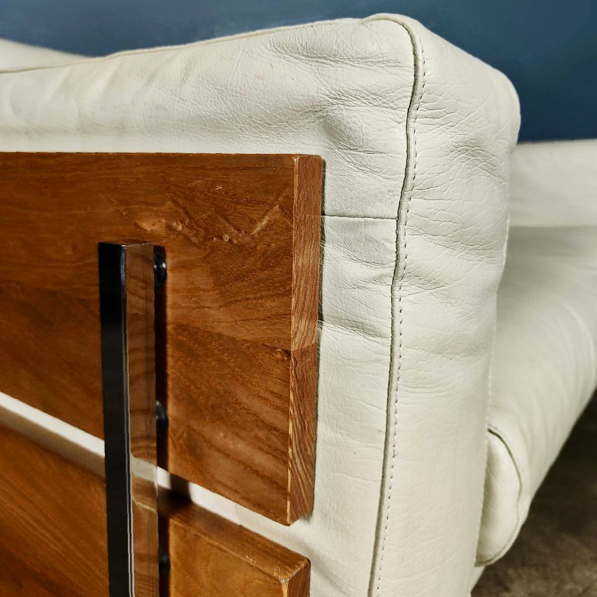 SOLD Mid Century Cream Leather Ash Robin Day For Habitat Forum II Two Seater Sofa Vintage Retro MCM
