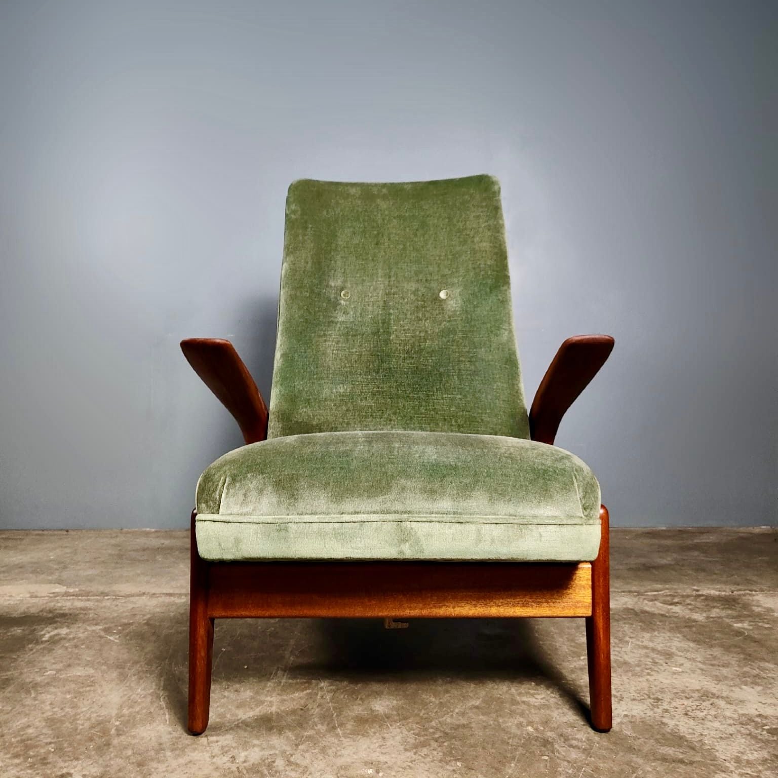 SOLD Pair Of Green Rock ‘N’ Rest Lounge Chairs & Footstool Rolf Rastad & Adolf Relling Gimson & Slater Mid Century Vintage Retro MCM