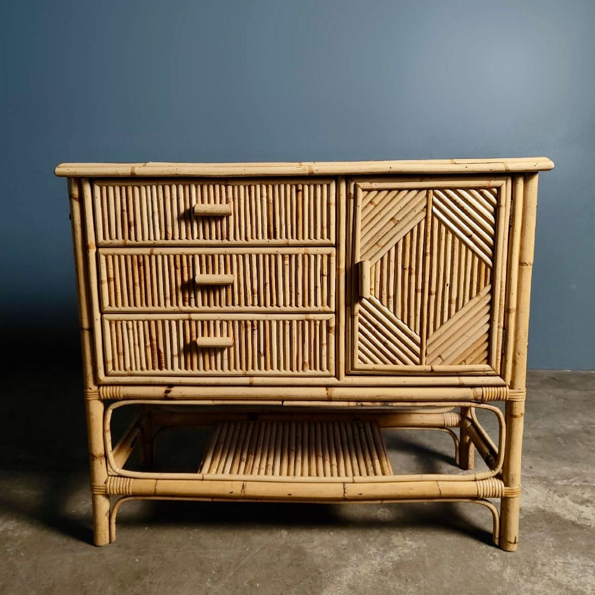 SOLD Retro Bamboo Tiki Boho Sideboard/Chest Of Drawers Mid Century Vintage MCM