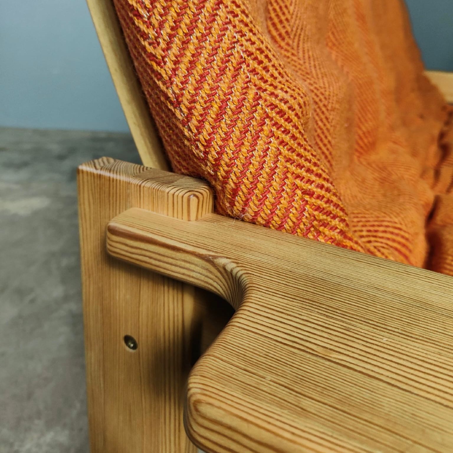 SOLD Mid Century Wool Pine Three Seater Sofa By Yngve Ekström For Swedese Vintage Retro MCM