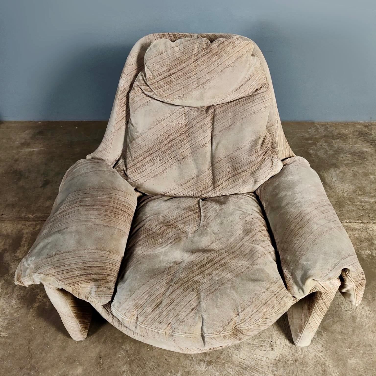 SOLD Mid Century P60 Suede Lounge Chair & Footstool By Vittorio Introini For Saporiti Proposals Vintage Retro MCM