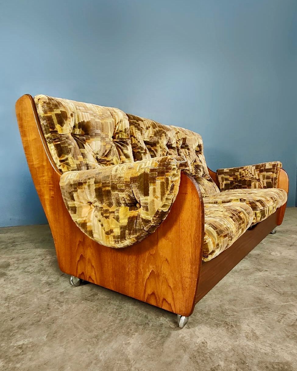 G Plan Saddleback Sofa In Retro Vintage Geometric