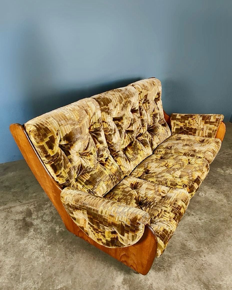 G Plan Saddleback Sofa In Retro Vintage Geometric