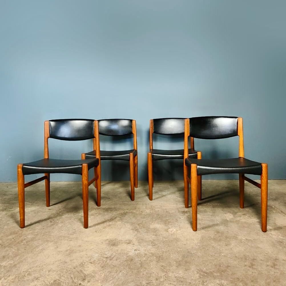 SOLD 4 x Mid Century Danish Teak Dining Chairs From Glostrup Møbelfabrik Vintage Retro MCM