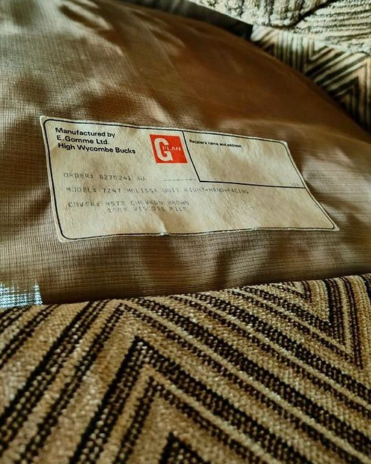 Mid Century G Plan Melissa Corner Sofa Brown Geometric