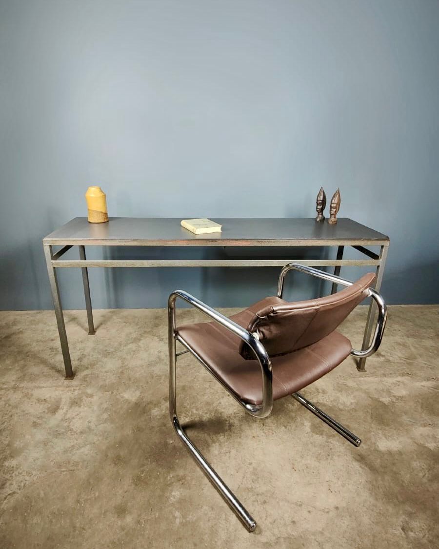 SOLD Slate Top Industrial Grey Long Desk Console Table
