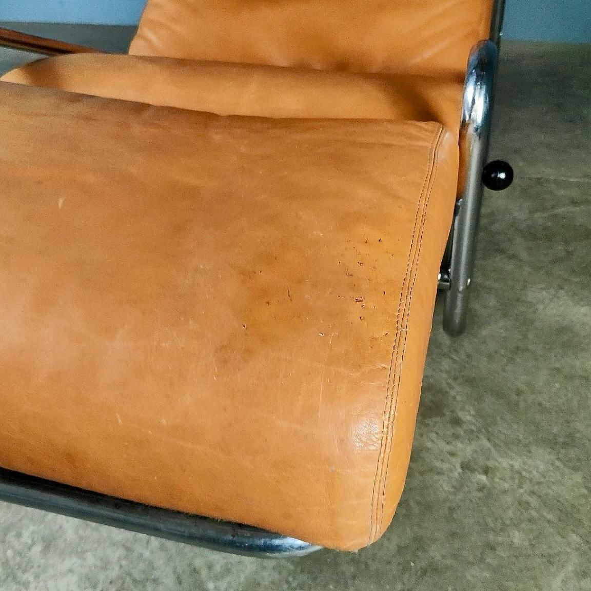 Banmüller Lama Brown Leather French German Rocking Lounge Chair