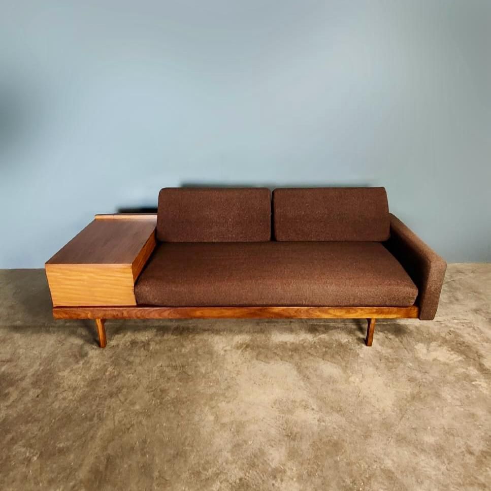 Guy Rogers 1970s Sofa Bed Teak Tweed