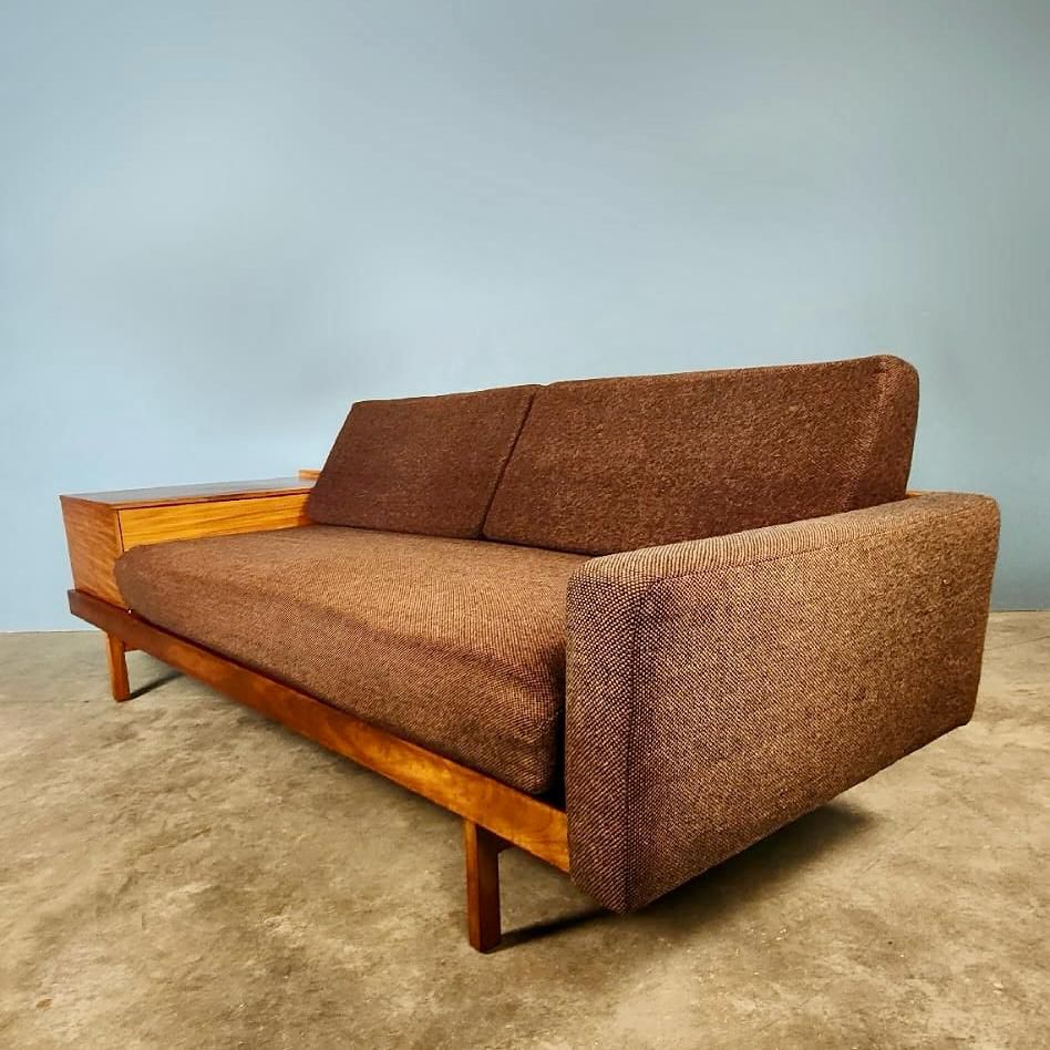Guy Rogers 1970s Sofa Bed Teak Tweed