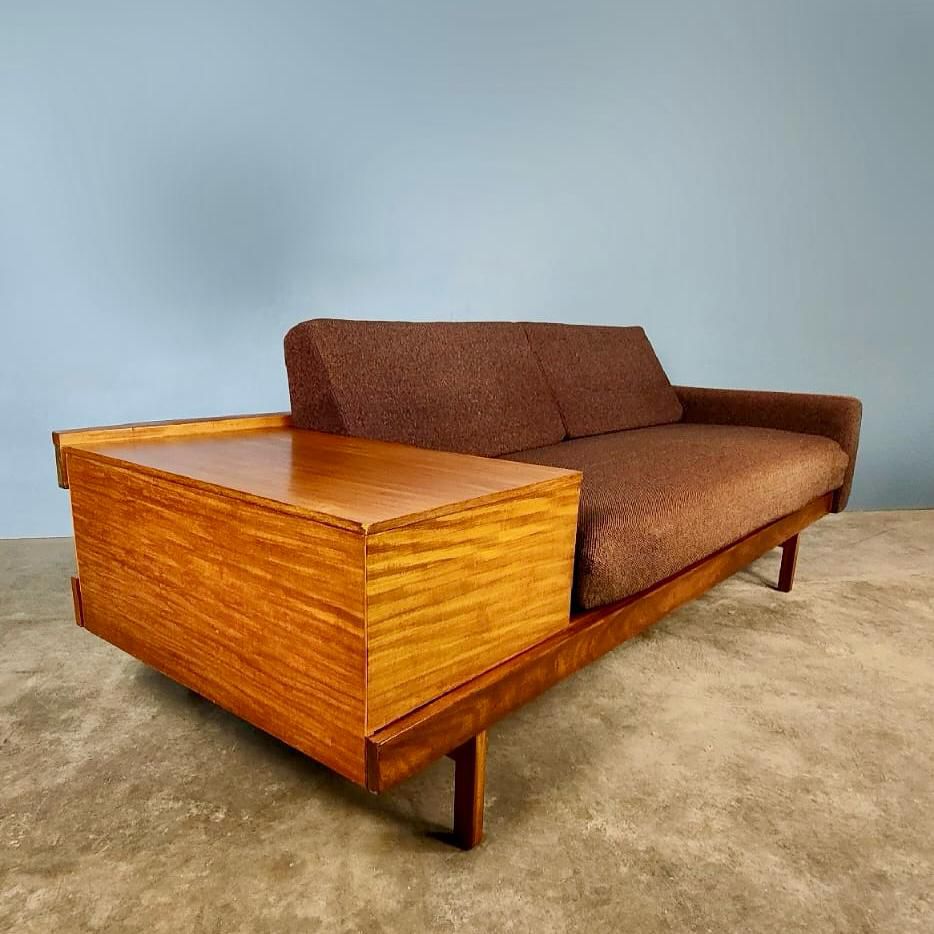 Guy Rogers 1970s Sofa Bed Teak Tweed