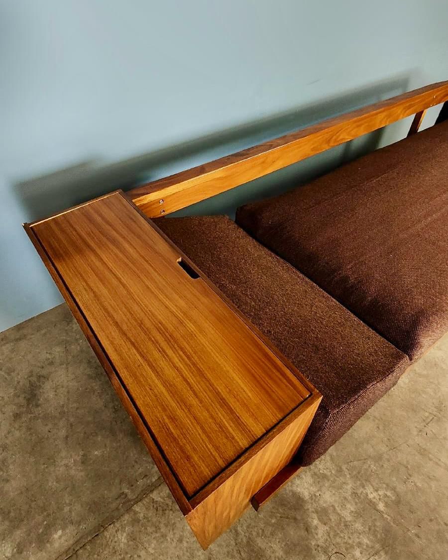 Guy Rogers 1970s Sofa Bed Teak Tweed