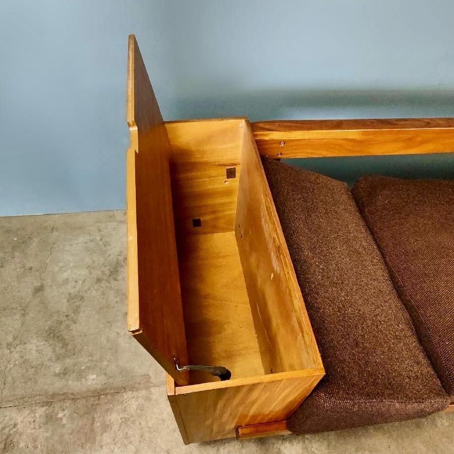 Guy Rogers 1970s Sofa Bed Teak Tweed