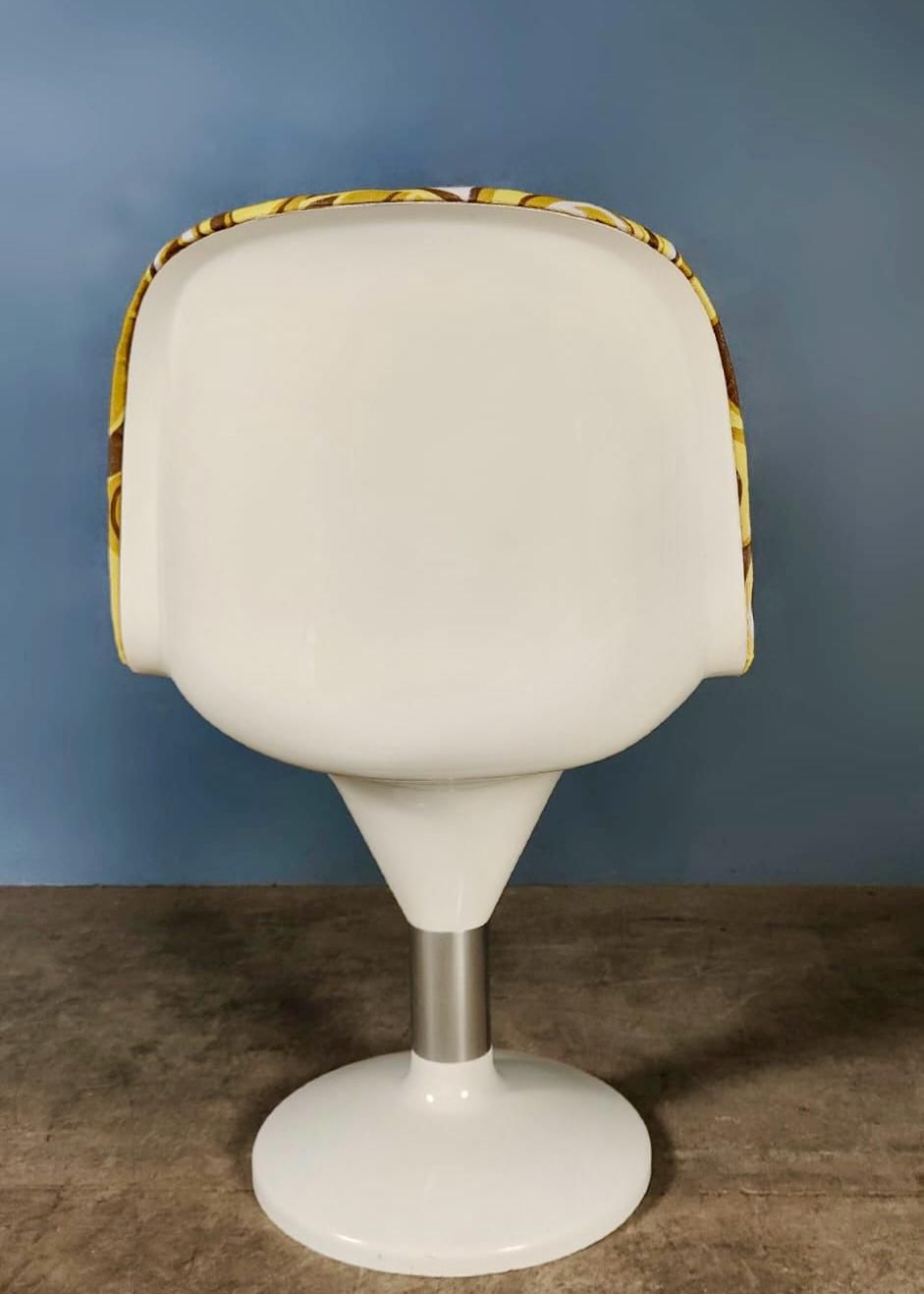 Pair Of Mid Century Yellow & White Retro Lounge Dining Chairs
