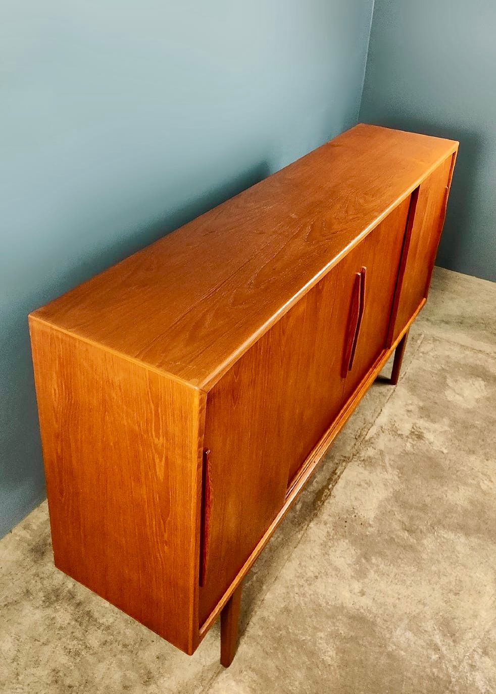 SOLD E.W Bach For Sejling Skabe Teak Danish Sliding Sideboard Credenza Mid Century Vintage Retro MCM