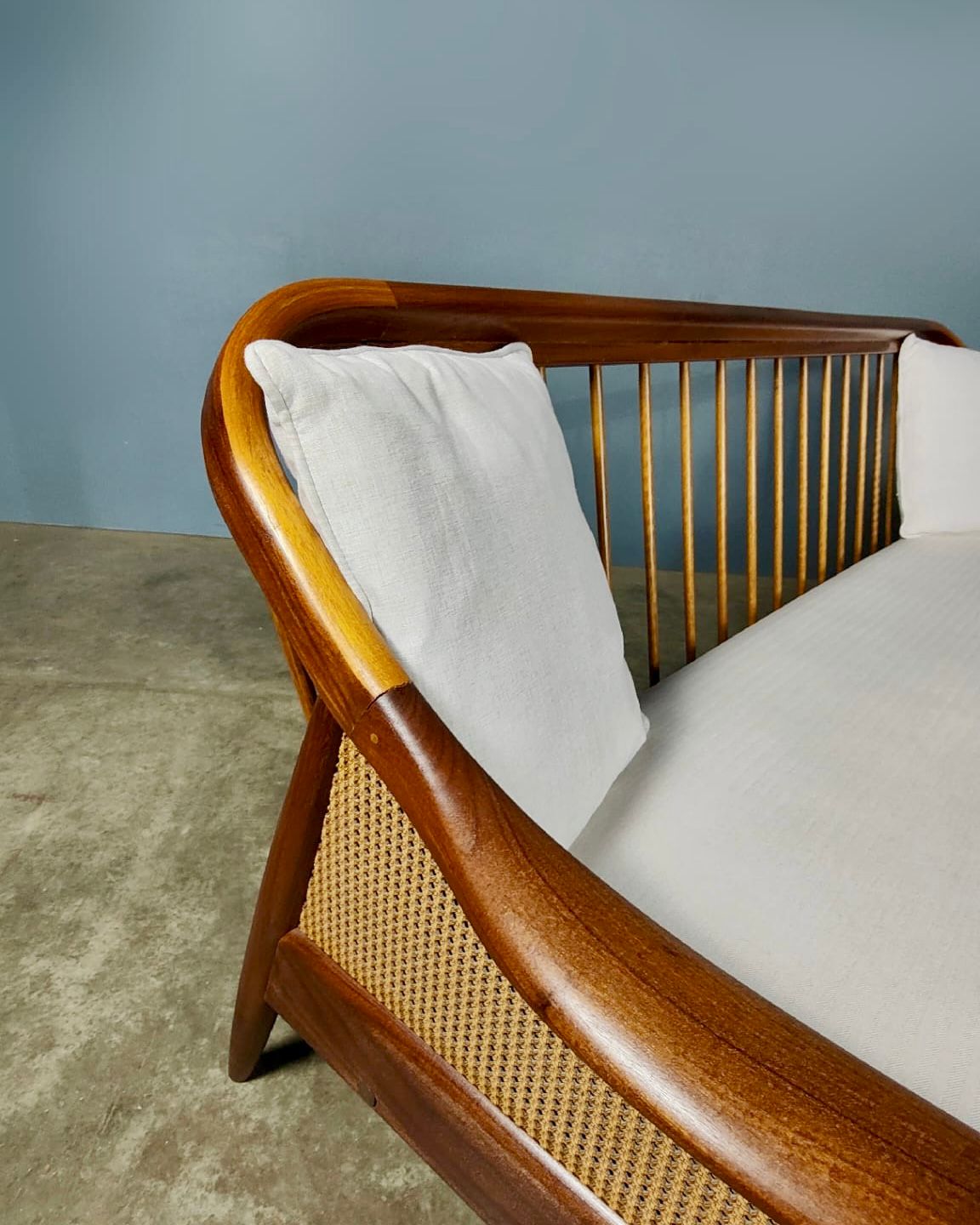 SOLD Greaves & Thomas Cream Ivory Three Seater Sofa Mid Century Vintage Retro MCM