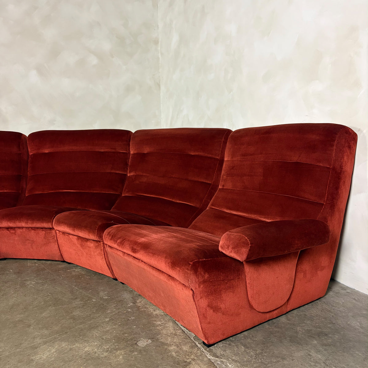 Dark Orange Four Piece Modular Sofa/Chairs Mid Century Vintage Retro MCM
