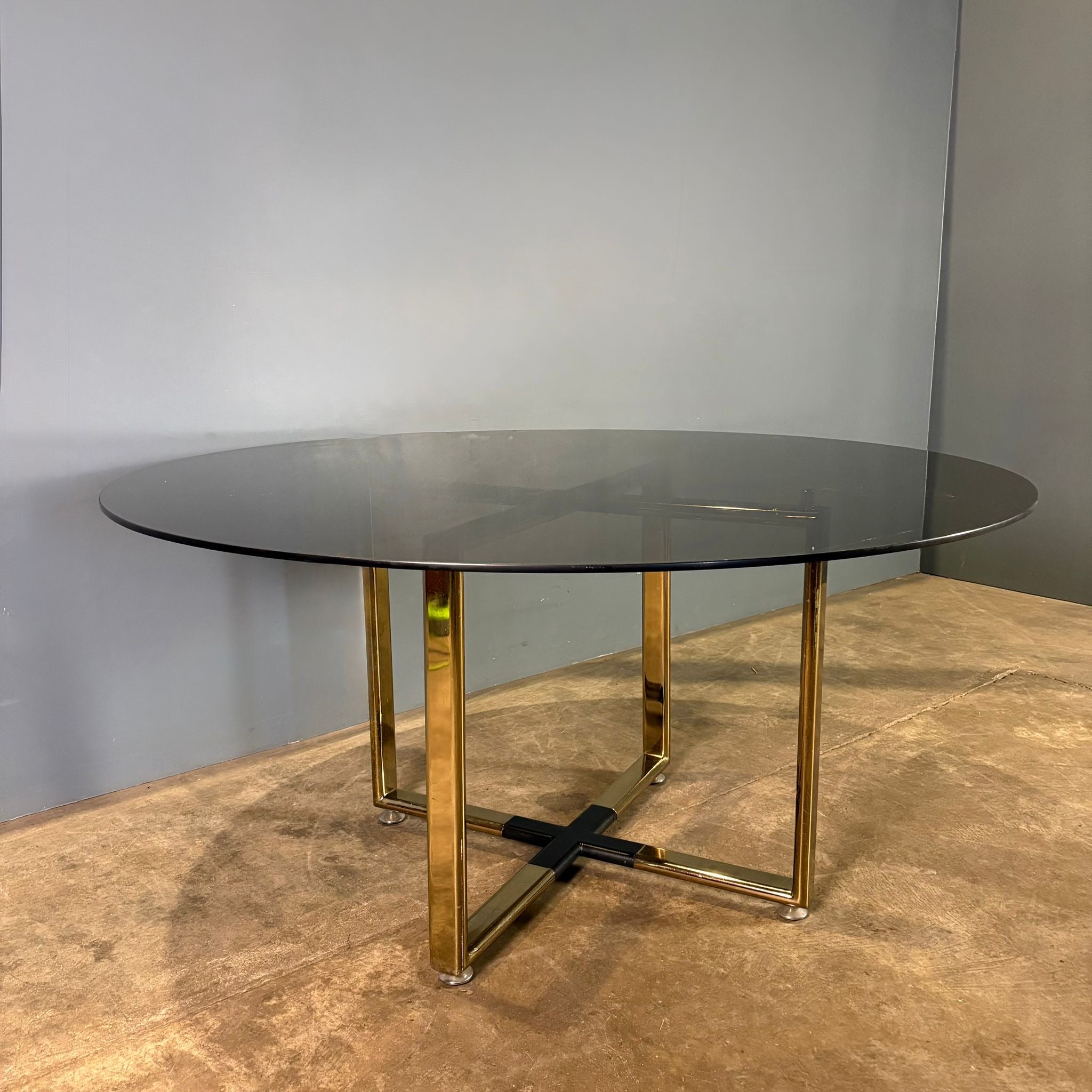 SOLD Pieff Brass Glass Dining Table Mid Century Vintage Retro MCM
