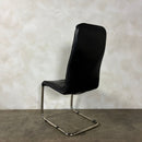 Five Black Leather Cantilever Chrome Dining Chairs Mid Century Vintage Retro MCM