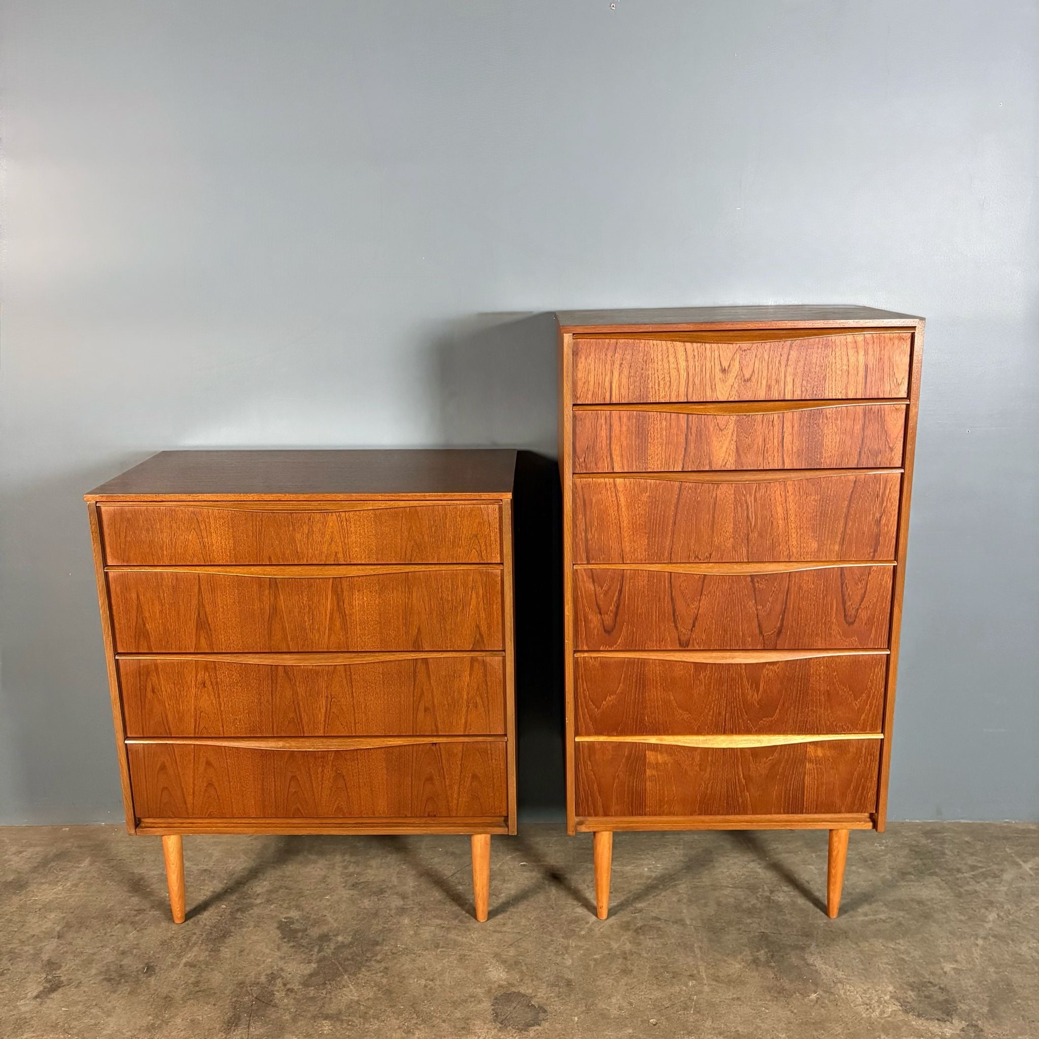 SOLD Pair Of ‘His & Her’ Teak Chest Of Drawers/Tall Boys Austinsuite Mid Century Vintage Retro MCM