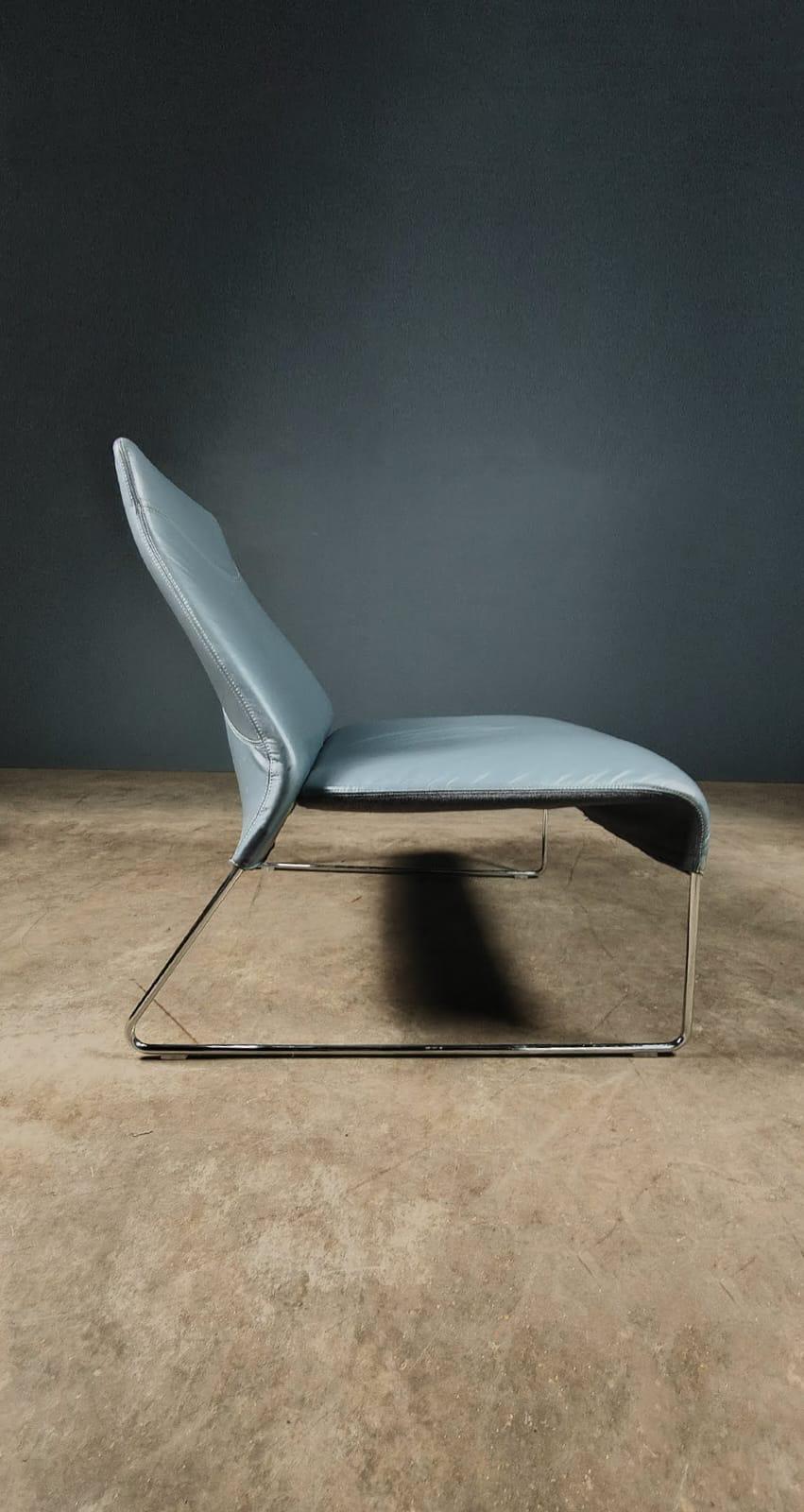 SOLD Patricia Urquiola For B&B Italia Lazy Chair 05 In Blue Grey Leather