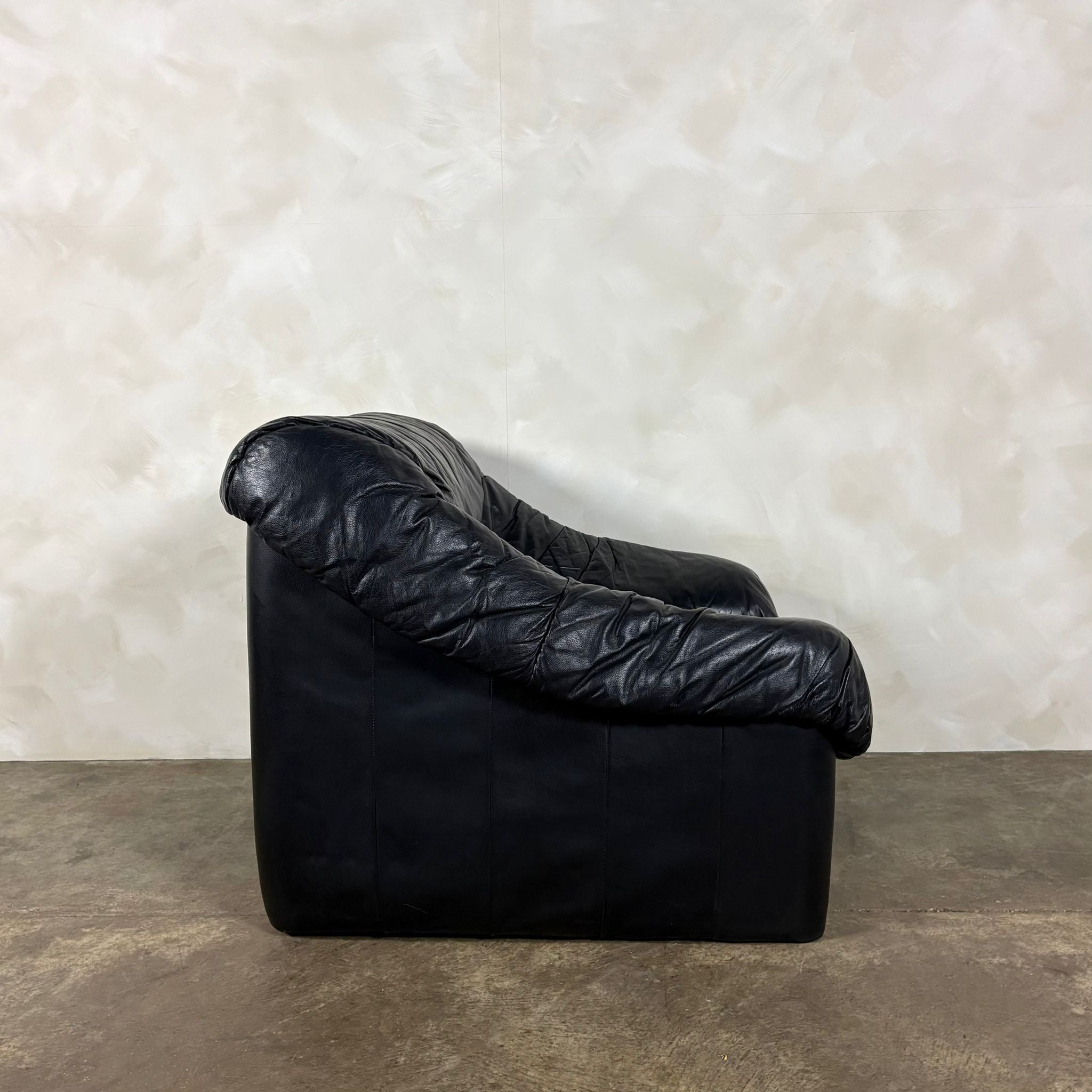 SOLD Black Leather Armchair Mid Century Vintage Retro MCM