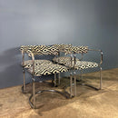 SOLD Four Zougoise Victoria Cantilever Dining Chairs Chrome Tubular Frames Mid Century Vintage Retro MCM