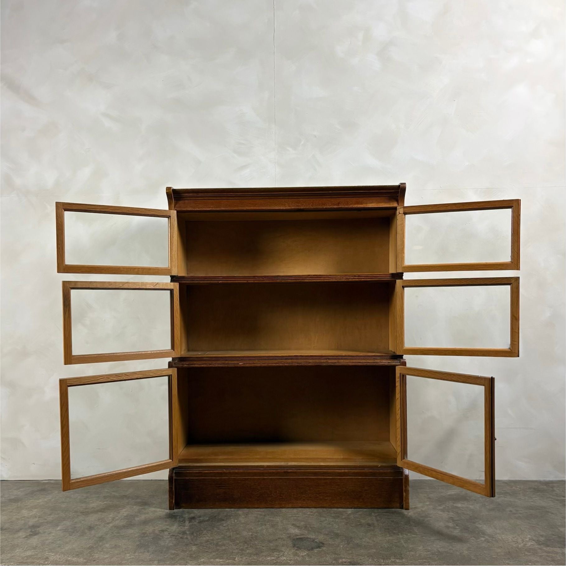 English Oak Glass Sectional Barrister Fronted Tall Cabinet/Bookcase Globe Wernicke Style Mid Century Vintage Retro MCM
