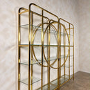 Pair Of Large Brass & Glass Milo Baughman Art Deco Etagerès Shelves Mid Century Vintage Retro MCM