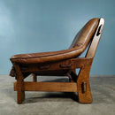 Brutalist Leather Two Seater Sofa & Matching Armchair Percival Lafer Style Mid Century Vintage Retro MCM