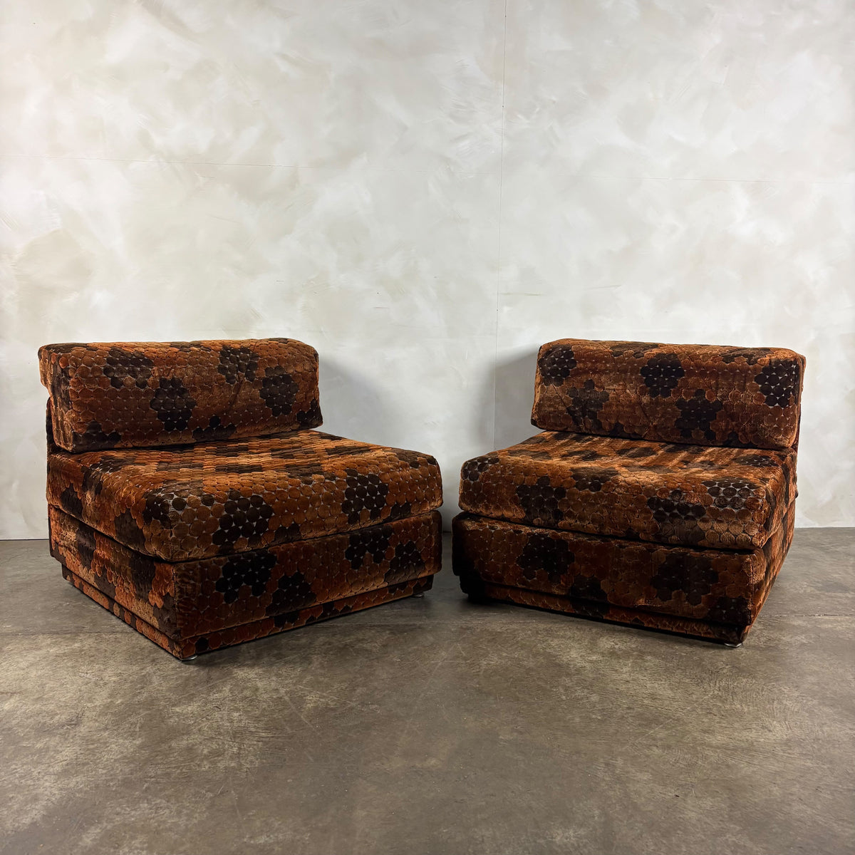 SOLD Pieff Modular Orange Geometric Two Seater Sofa/Lounge Chairs 1970s Mid Century Vintage Retro MCM