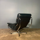 SOLD Mid Century Pieff Alpha Dark Green Leather Swivel Lounge Chair & Footstool Vintage Retro MCM
