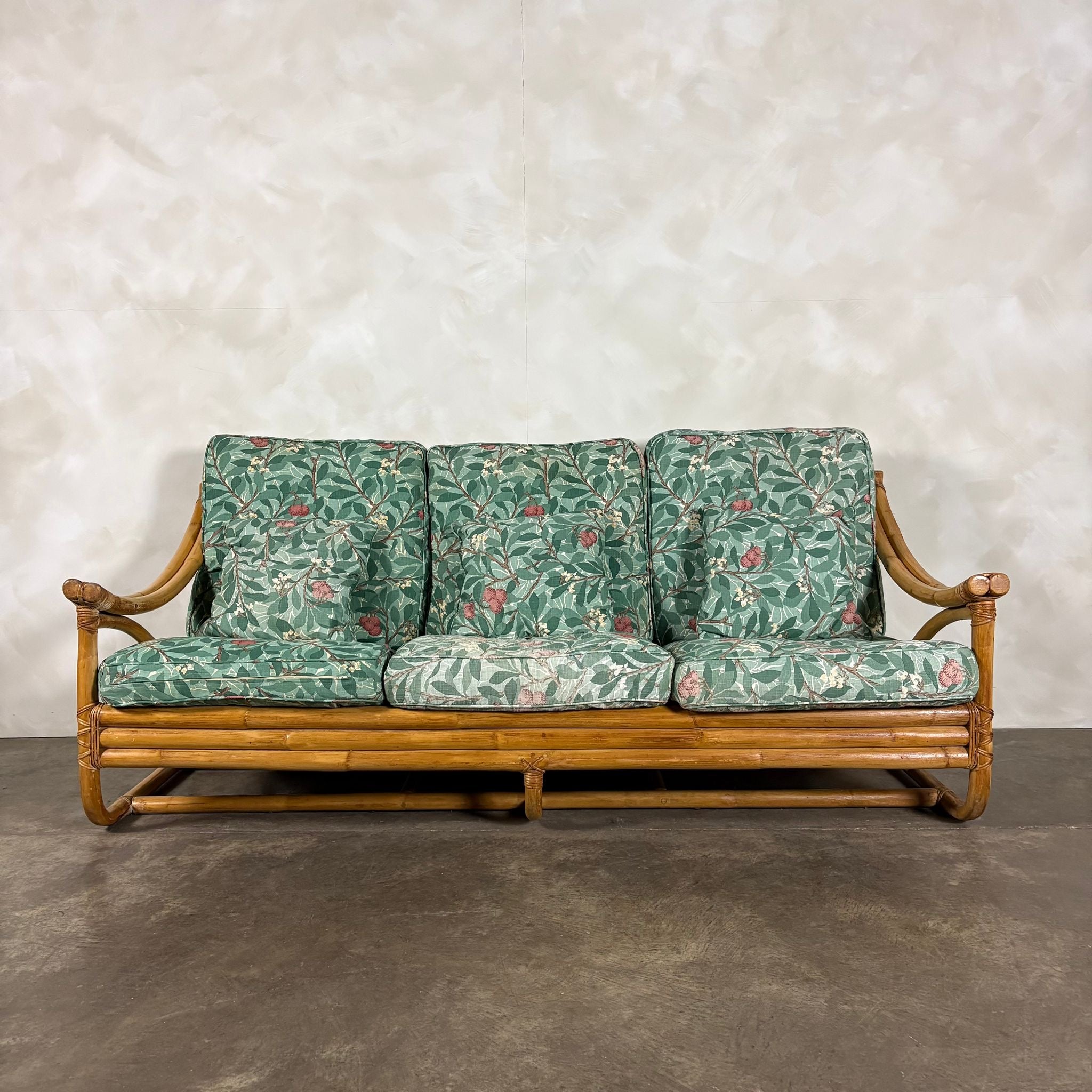 Mid Century Angraves Of Leicester Three Seater Sofa Invincible William Morris Bamboo Vintage Retro MCM