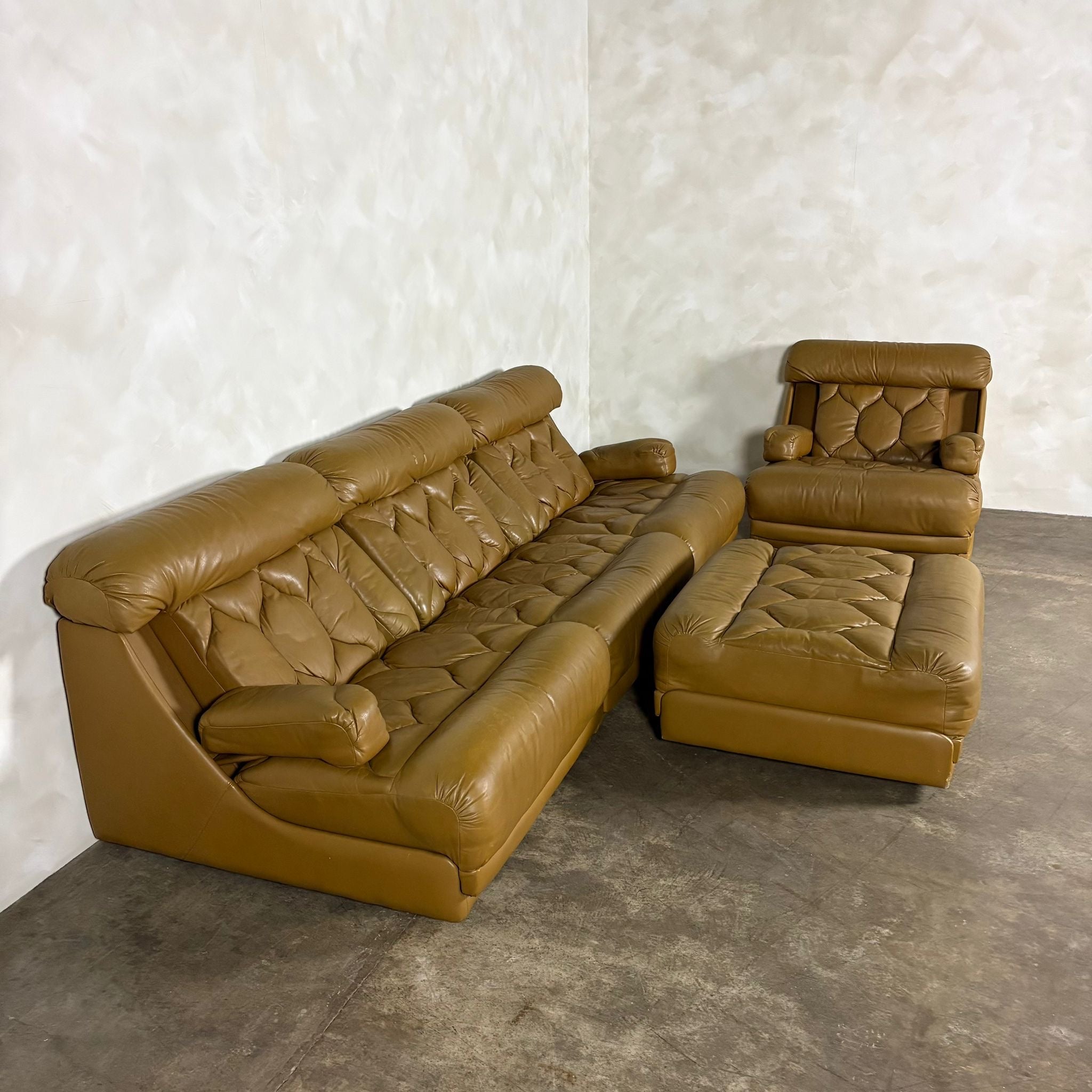 Tetrad Nucleus Leather Armchairs/Sofa Lounge Suite Mid Century Vintage Retro MCM