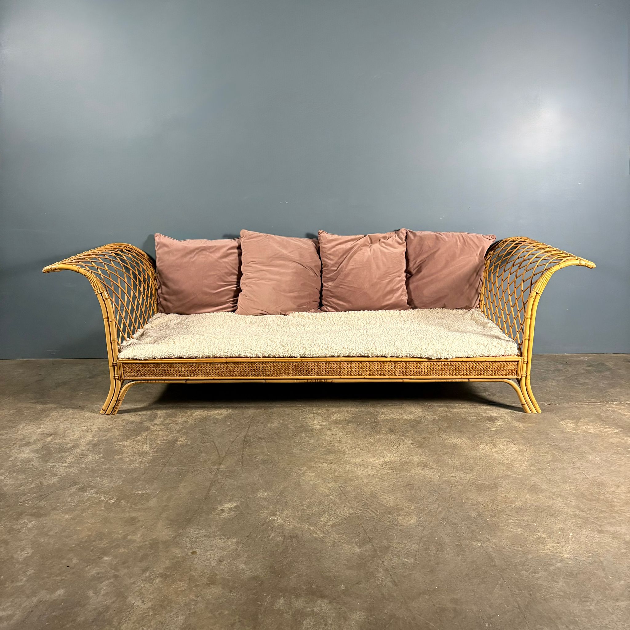 Mid Century Angraves Of Leicester Single Bed/Daybed Bamboo Cane & Rattan Vintage Retro MCM