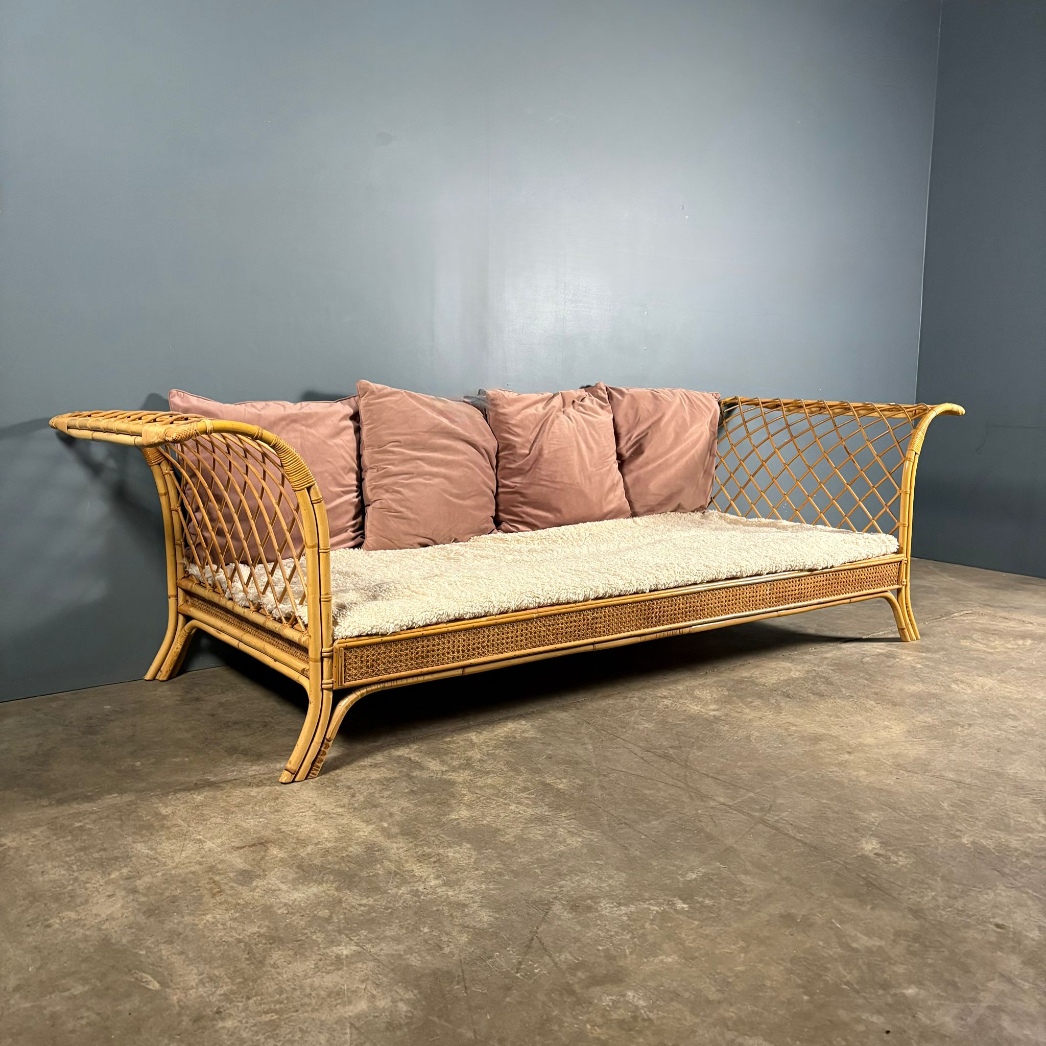 Mid Century Angraves Of Leicester Single Bed/Daybed Bamboo Cane & Rattan Vintage Retro MCM