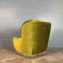 Mid Century Pair Of Armchairs & Footstool Green Velvet Vintage Retro MCM