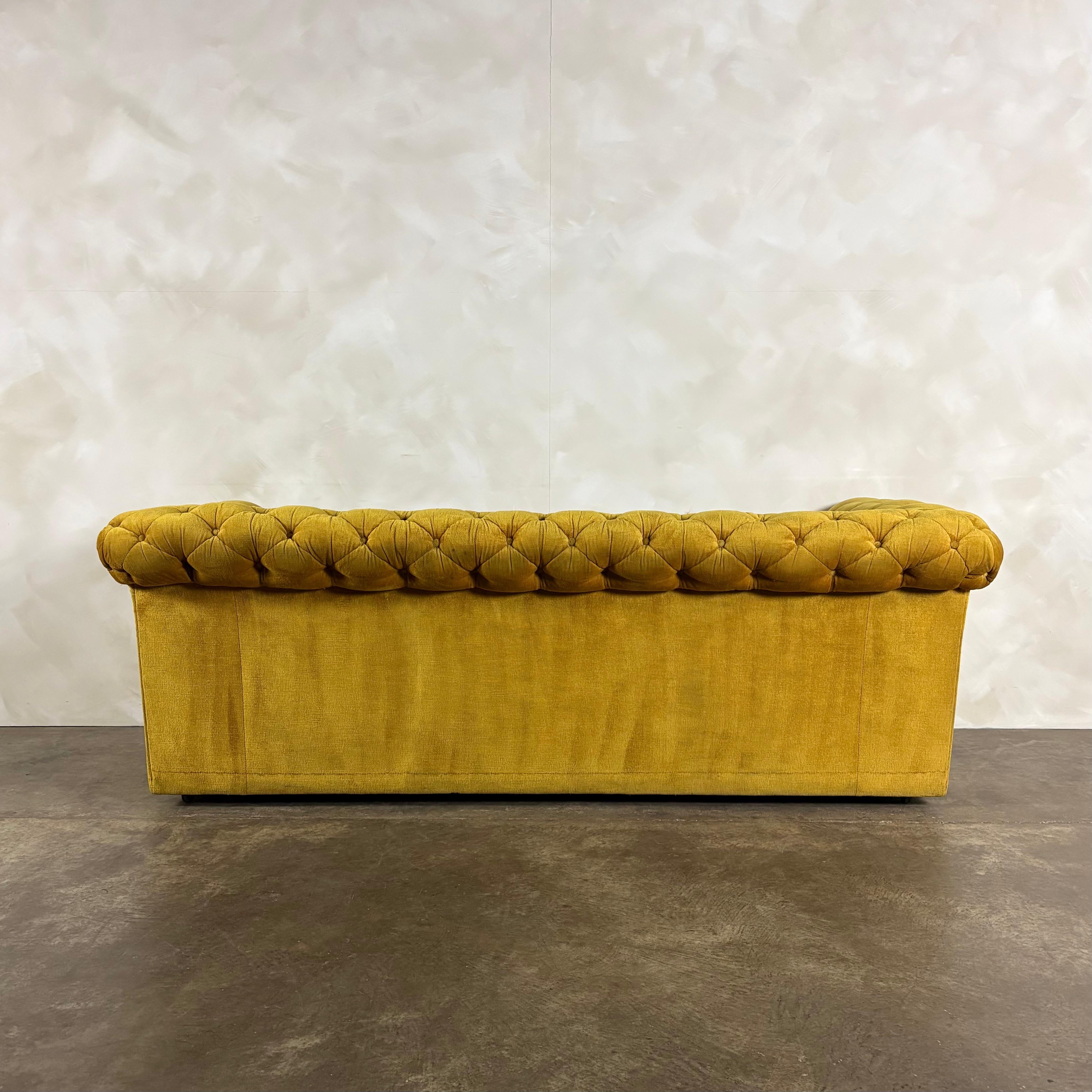 Mustard Yellow Chesterfield Three Seater Sofa Mid Century Vintage Retro MCM