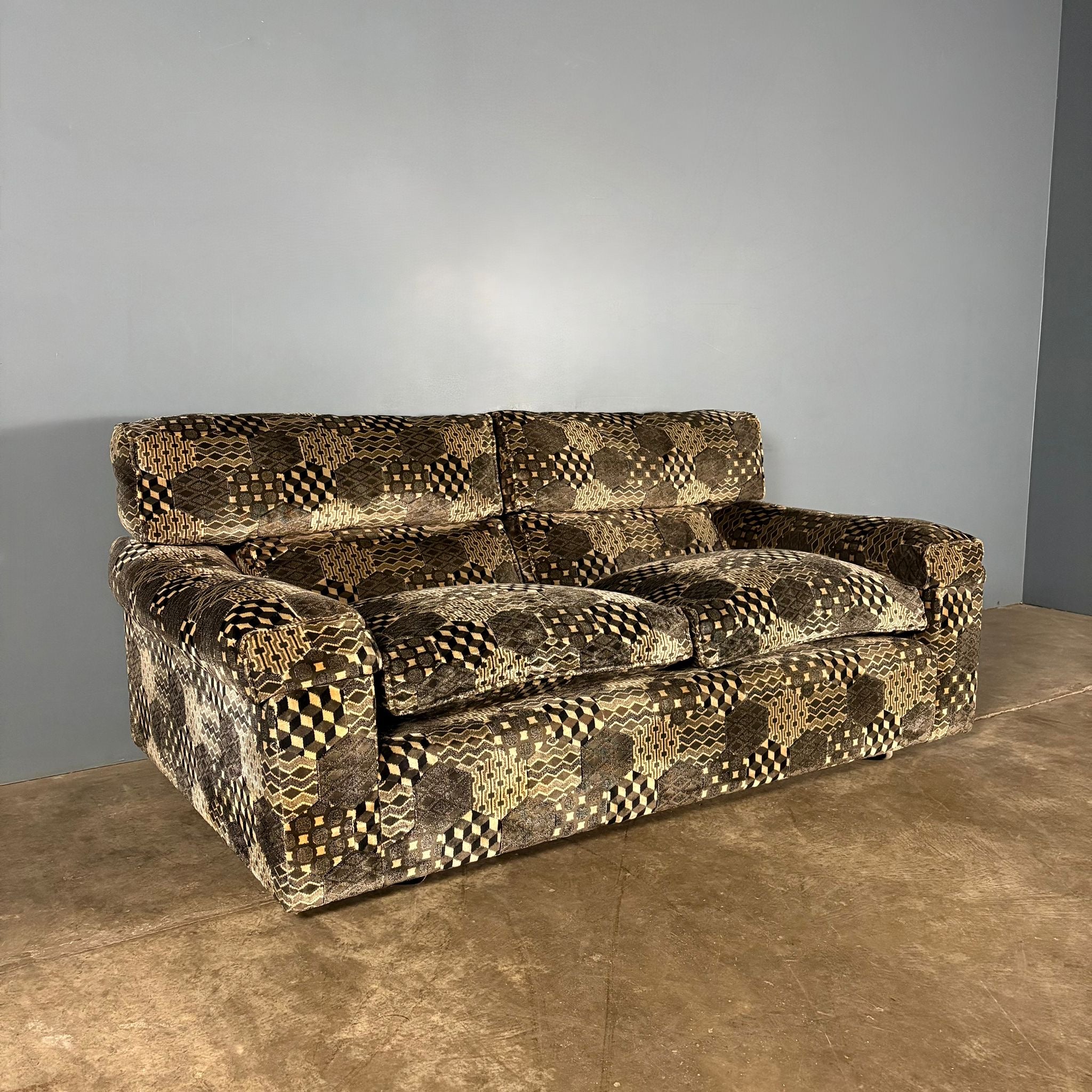 Mid Century Everest Geometric Two Seater Sofa Vintage Retro MCM