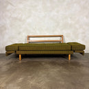 Mid Century Scandinavian Sofa Bed In Olive Green Wool Vintage Retro MCM