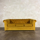 Mustard Yellow Chesterfield Three Seater Sofa Mid Century Vintage Retro MCM