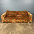 Mid Century Everest Orange Striped Geometric Lounge Suite - Three Seater Sofa, Armchairs & Coffee Tables Vintage Retro MCM