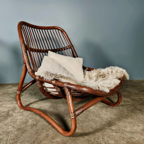 Mid Century Angraves Of Leicester Lounge Chair Bamboo Cane & Rattan Vintage Retro MCM