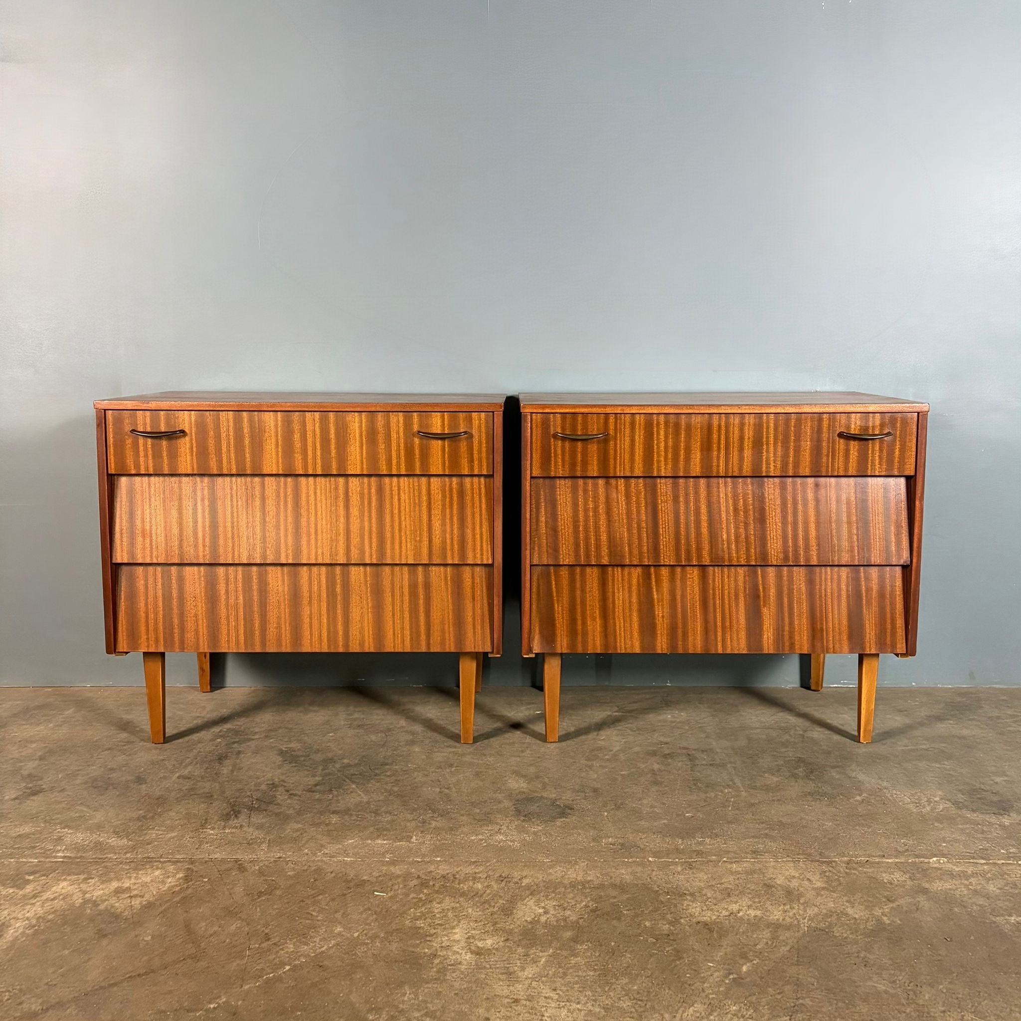 Pair Of Teak Avalon Yatton Waterfall Chest Of Drawers Mid Century Vintage Retro MCM