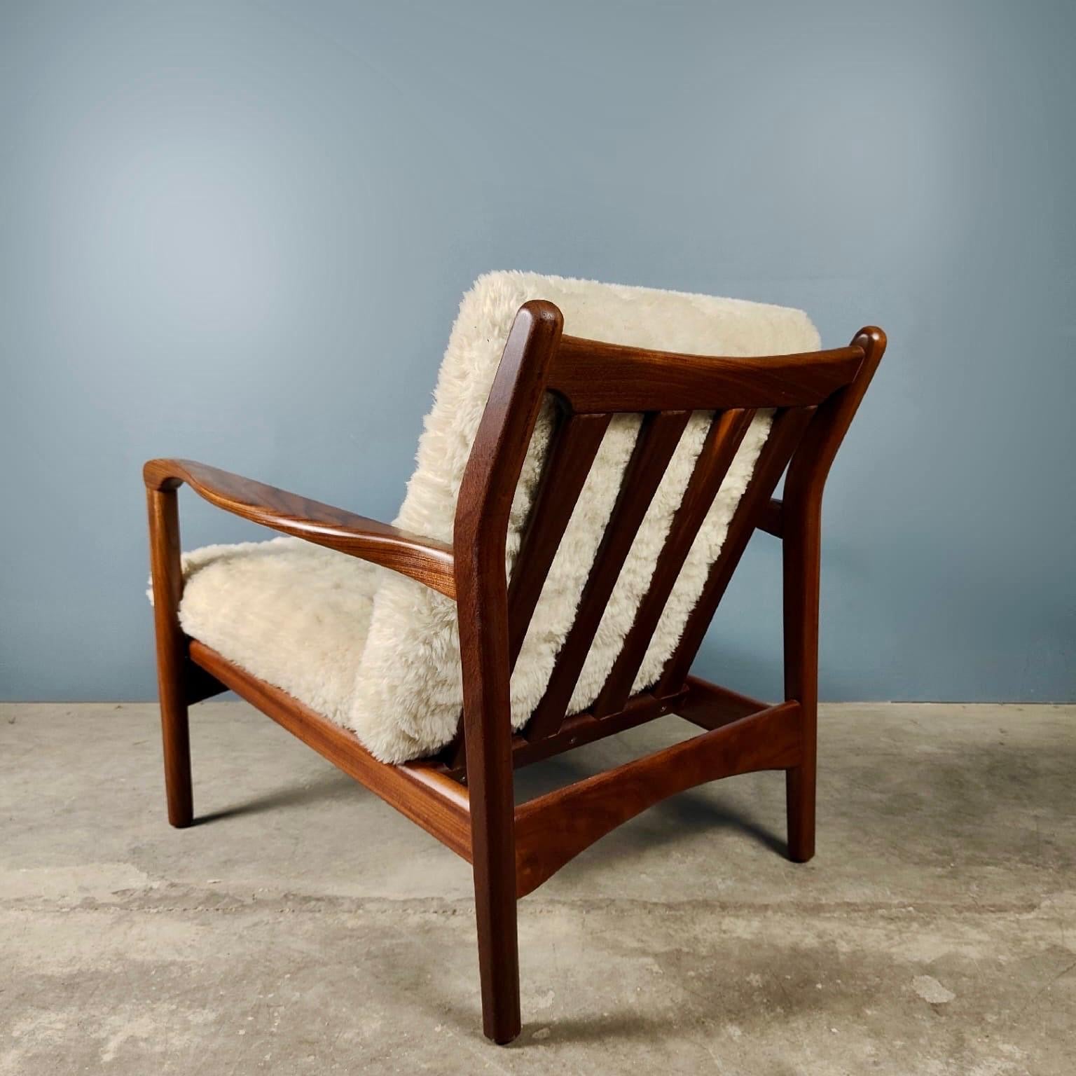 Pair Of Toothill Mid Century Lounge Chairs Original Lamb’s Wool Uphols ...