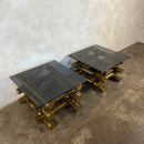 Pair Of Pieff Brass & Smoked Glass Side/Coffee Tables 1970s Mid Century Vintage Retro MCM