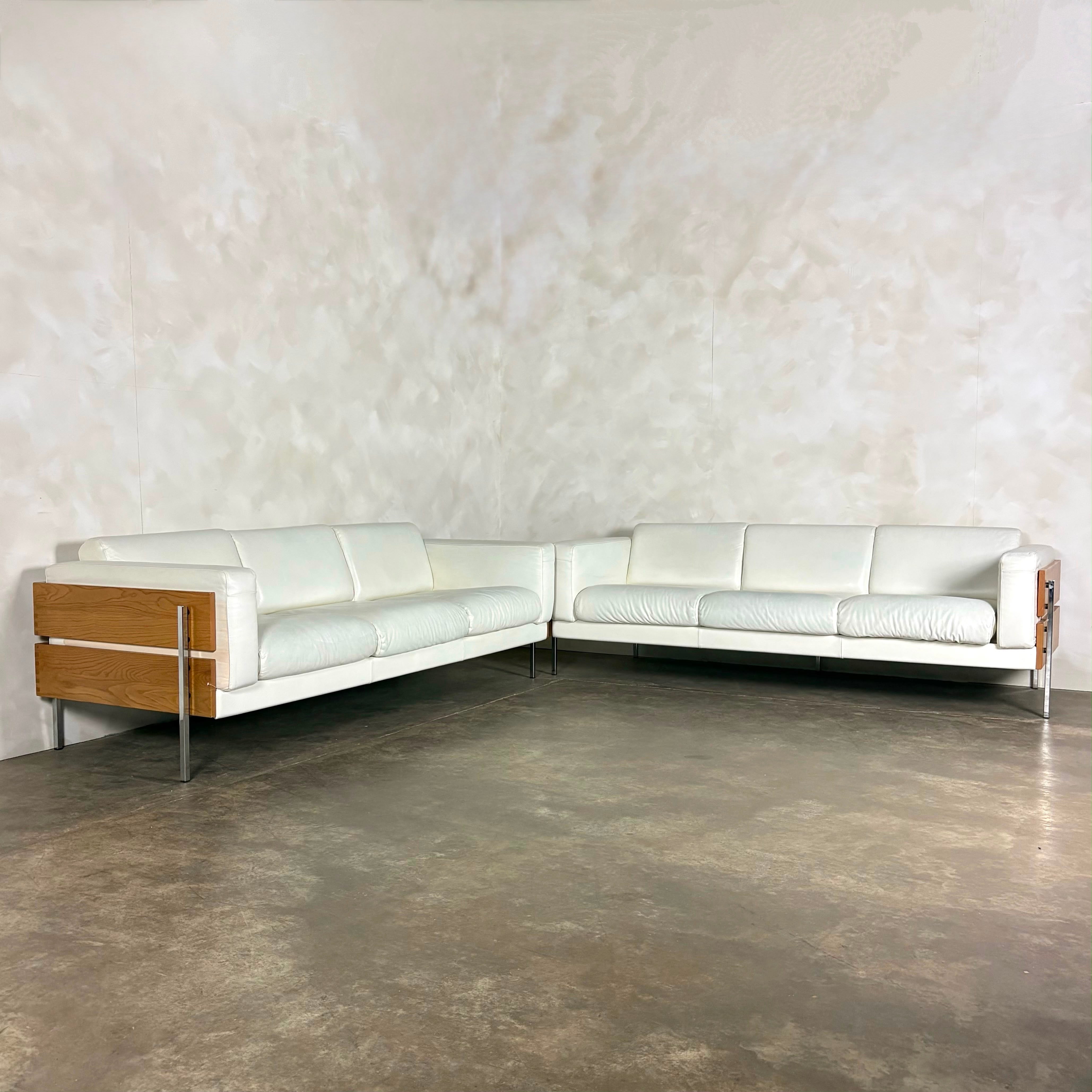 Mid Century White Leather Robin Day For Habitat Forum II Three Seater Sofa Vintage Retro MCM