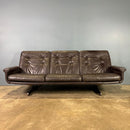 SOLD Sigurd Resell Vatne Møbler Model 126 Brown Leather Three Seater Sofa Mid Century Vintage Retro MCM