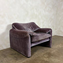 Maralunga Purple Blue Armchair By Vico Magistretti For Cassina 1979 Mid Century Vintage Retro MCM