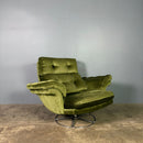 Mid Century Green Velvet Swivel Armchair & Matching Footstool Vintage Retro MCM